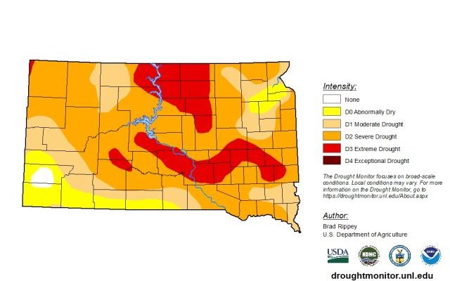 Nearly 69% of South Dakota is in severe drought or worse